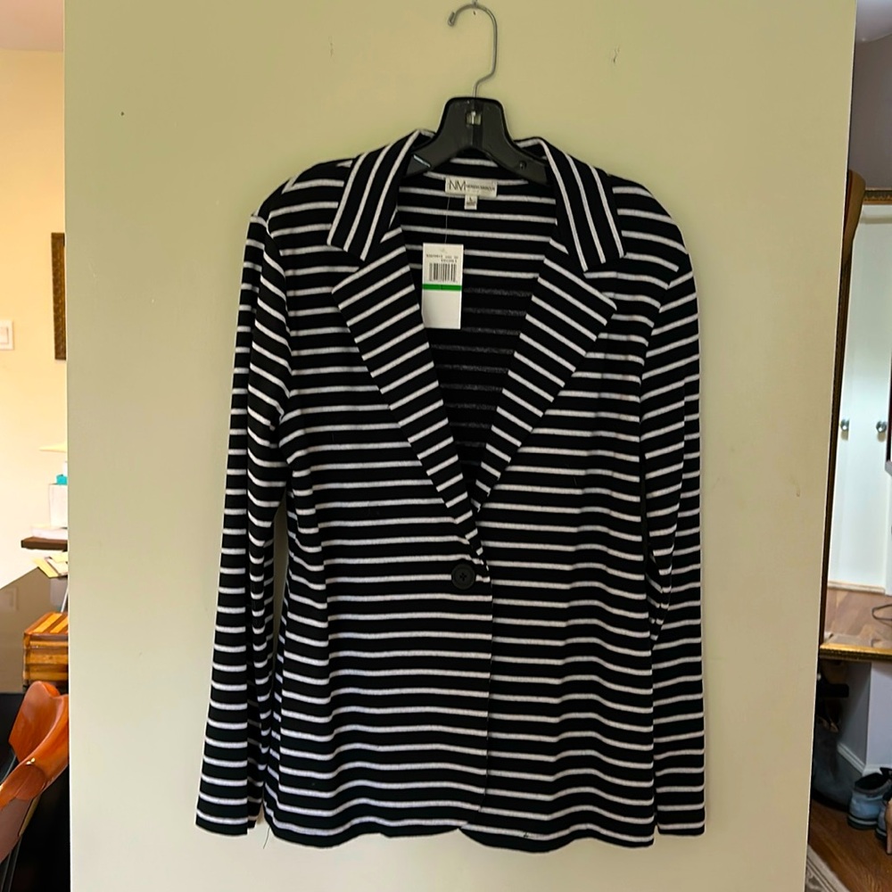 Neiman Marcus casual striped botton front jacket